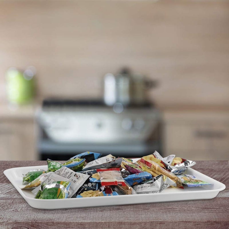 In-House Inhouse White Plastic Serving Tray-Rectangular, 17.2"X13.5"X0.9" (4 Packs) - Image 2